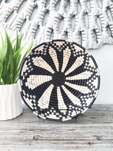 Load image into Gallery viewer, White, Gray and Dark Blue African woven Rwanda Basket Boho Basket