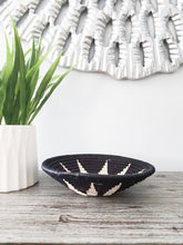 Load image into Gallery viewer, Black, White and Cream Rwanda Basket- Sunflower Woven Basket