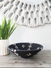 Load image into Gallery viewer, Black & White dot African Handwoven Basket Hanging Wall Basket