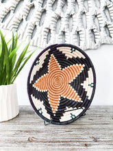 Load image into Gallery viewer, Star Black Brown & White African Handwoven Rwanda Basket Hanging Wall Basket