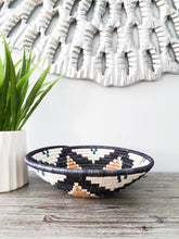 Load image into Gallery viewer, Star Black Brown & White African Handwoven Rwanda Basket Hanging Wall Basket