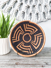 Load image into Gallery viewer, Black & Brown African Handwoven Rwanda Basket Hanging Wall Basket