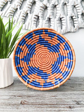 Load image into Gallery viewer, Royal Blue & Brown African Rwanda Wall Hanging Handwoven Basket