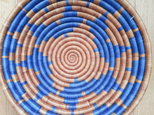 Load image into Gallery viewer, Royal Blue & Brown African Rwanda Wall Hanging Handwoven Basket