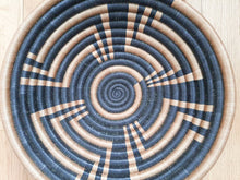 Load image into Gallery viewer, Black & Brown African Handwoven Rwanda Basket Hanging Wall Basket