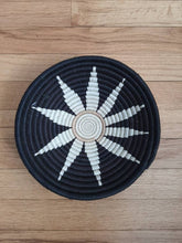 Load image into Gallery viewer, Black, White and Cream Rwanda Basket- Sunflower Woven Basket