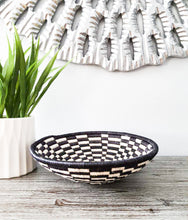 Load image into Gallery viewer, Black & White Damier Basket African Woven Basket Fruit Basket