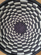 Load image into Gallery viewer, Black & White Damier Basket African Woven Basket Fruit Basket