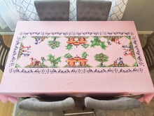 Load image into Gallery viewer, Pink African Table Linen / Unique Decorative Table Cloth/ Tribal Table Cloth/ Hand Painted/ Authentic Boho Table Cloth/Valentine's day Deco