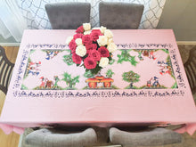 Load image into Gallery viewer, Pink African Table Linen / Unique Decorative Table Cloth/ Tribal Table Cloth/ Hand Painted/ Authentic Boho Table Cloth/Valentine's day Deco