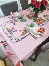 Load image into Gallery viewer, Pink African Table Linen / Unique Decorative Table Cloth/ Tribal Table Cloth/ Hand Painted/ Authentic Boho Table Cloth/Valentine's day Deco
