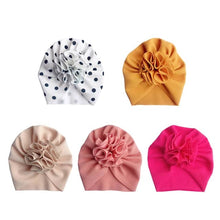 Load image into Gallery viewer, Flower Newborn Baby Turban -Soft Baby Girl Headwrap Beanie -Baby Bowknot Hat