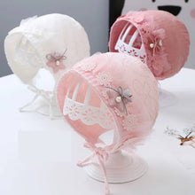 Load image into Gallery viewer, Cotton Lace Flower Newborn Hat- Adorable Baby Girls Beanies- Infant Hat