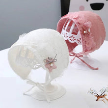 Load image into Gallery viewer, Cotton Lace Flower Newborn Hat- Adorable Baby Girls Beanies- Infant Hat