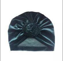 Load image into Gallery viewer, Golden Velvet Baby Hat- Baby Turban Knot- Adorable Velvet Girls Ruffled Bowknot
