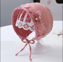 Load image into Gallery viewer, Cotton Lace Flower Newborn Hat- Adorable Baby Girls Beanies- Infant Hat