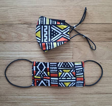 Load image into Gallery viewer, LuLu (kids) African Reversible & Reusable Face Mask (Orange Yellow Black)