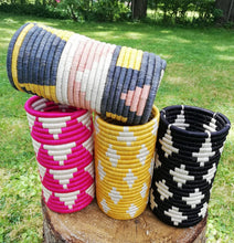 Load image into Gallery viewer, Pink and White African Handwoven Flower Vase Caddy Kitchen Utensil Gift for Mom