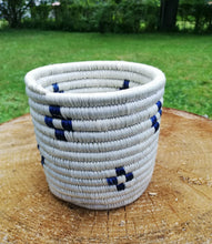Load image into Gallery viewer, White and Black Handwoven African Baskets/ Planter Baskets/ Flower Vases/ Candle Holders