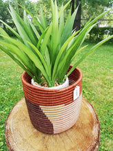 Load image into Gallery viewer, Brown, Light Brown and Rose Gold Handwoven African Planter