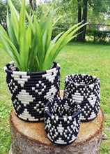 Load image into Gallery viewer, Black and White Handwoven African Planter