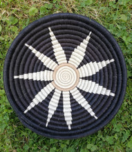 Load image into Gallery viewer, Black, White and Cream Rwanda Basket- Sunflower Woven Basket