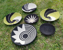Load image into Gallery viewer, Black, White and Cream Rwanda Basket- Sunflower Woven Basket