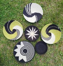 Load image into Gallery viewer, Black, White and Cream Rwanda Basket- Sunflower Woven Basket