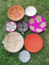 Load image into Gallery viewer, Pink, White and Beige African Handwoven Basket Hanging Wall Basket