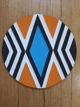 Load image into Gallery viewer, Orange, Blue & white Imigongo Rwanda Painting