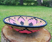 Load image into Gallery viewer, Pink, Black & Beige Handmade African Handwoven Basket