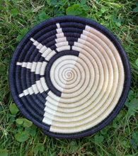 Load image into Gallery viewer, White, Beige and Black Rwanda Basket/ Hanging wall basket/ Boho wall art/ Fruit bowl