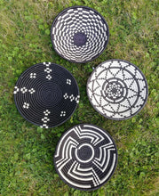 Load image into Gallery viewer, Black & White dot African Handwoven Basket Hanging Wall Basket