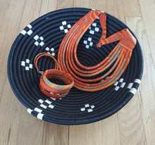 Load image into Gallery viewer, Black & White dot African Handwoven Basket Hanging Wall Basket