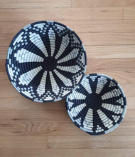 Load image into Gallery viewer, White, Gray and Dark Blue African woven Rwanda Basket Boho Basket