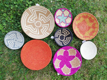 Load image into Gallery viewer, Pink, Gray & Green African Handwoven Boho Basket - Snacks Bowls