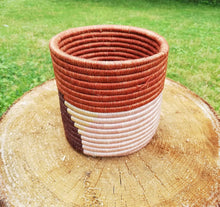 Load image into Gallery viewer, Brown, Light Brown and Rose Gold Handwoven African Planter