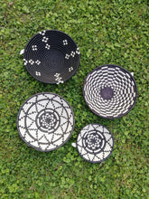 Load image into Gallery viewer, Set of 4 Black & White Star Rwanda Basket Hanging Wall basket Woven African Basket