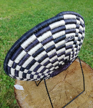 Load image into Gallery viewer, Black & White Damier Basket African Woven Basket Fruit Basket