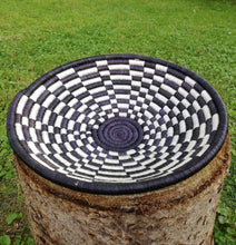 Load image into Gallery viewer, Black & White Damier Basket African Woven Basket Fruit Basket