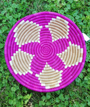 Load image into Gallery viewer, Pink, White and Beige African Handwoven Basket Hanging Wall Basket