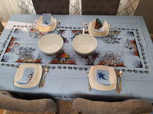 Load image into Gallery viewer, Light Blue African Table Linen - Unique & Tribal Decorative Table Cloth