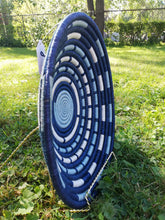 Load image into Gallery viewer, Navy Blue, Blue & White Wall Hanging Basket/ Rwanda Baskets/ Storage Basket/ Gift for Mom