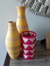 Load image into Gallery viewer, Pink and White African Handwoven Flower Vase Caddy Kitchen Utensil Gift for Mom