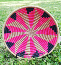 Load image into Gallery viewer, Pink, Gold and Black Basket Storage Basket African Handwoven Basket