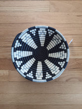 Load image into Gallery viewer, White, Gray and Dark Blue African woven Rwanda Basket Boho Basket