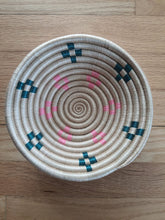 Load image into Gallery viewer, Pink, Gray & Green African Handwoven Boho Basket - Snacks Bowls