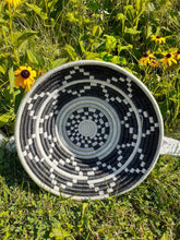 Load image into Gallery viewer, Set of 2 Black & White Hibiscus Woven Basket Hanging Wall Basket