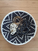 Load image into Gallery viewer, Set of 2 Black & White Hibiscus Woven Basket Hanging Wall Basket