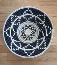 Load image into Gallery viewer, Set of 2 Black & White Hibiscus Woven Basket Hanging Wall Basket